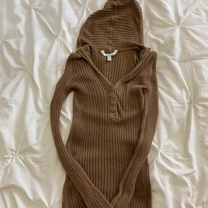 Long Sleeve Knitted Shirt with Hoodie